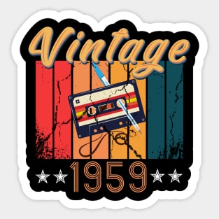 61th Birthday 61 Years Old 61th Vintage Retro cassette Mixtape Music Cassette 1959 Birthday Sticker